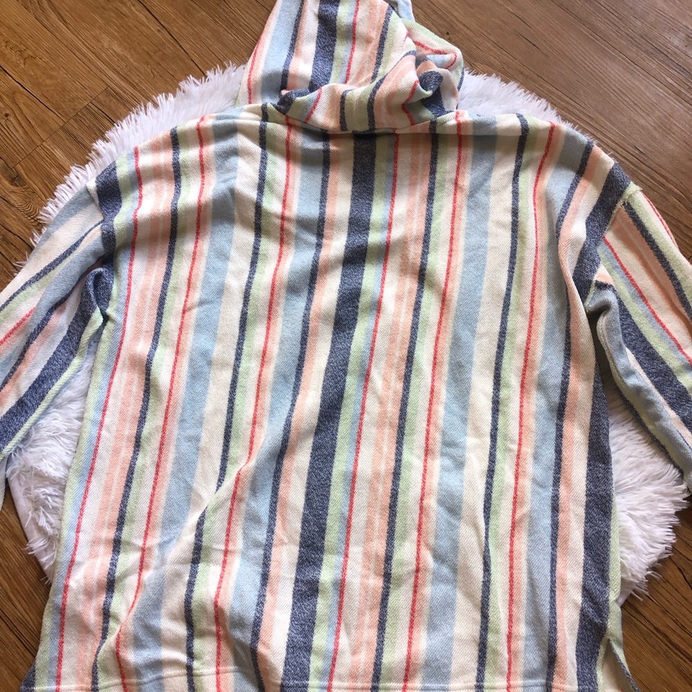 Roxy Boho Pastel Multi-Striped Hooded Pullover Sweatshirt with Pockets - Picture 6 of 10